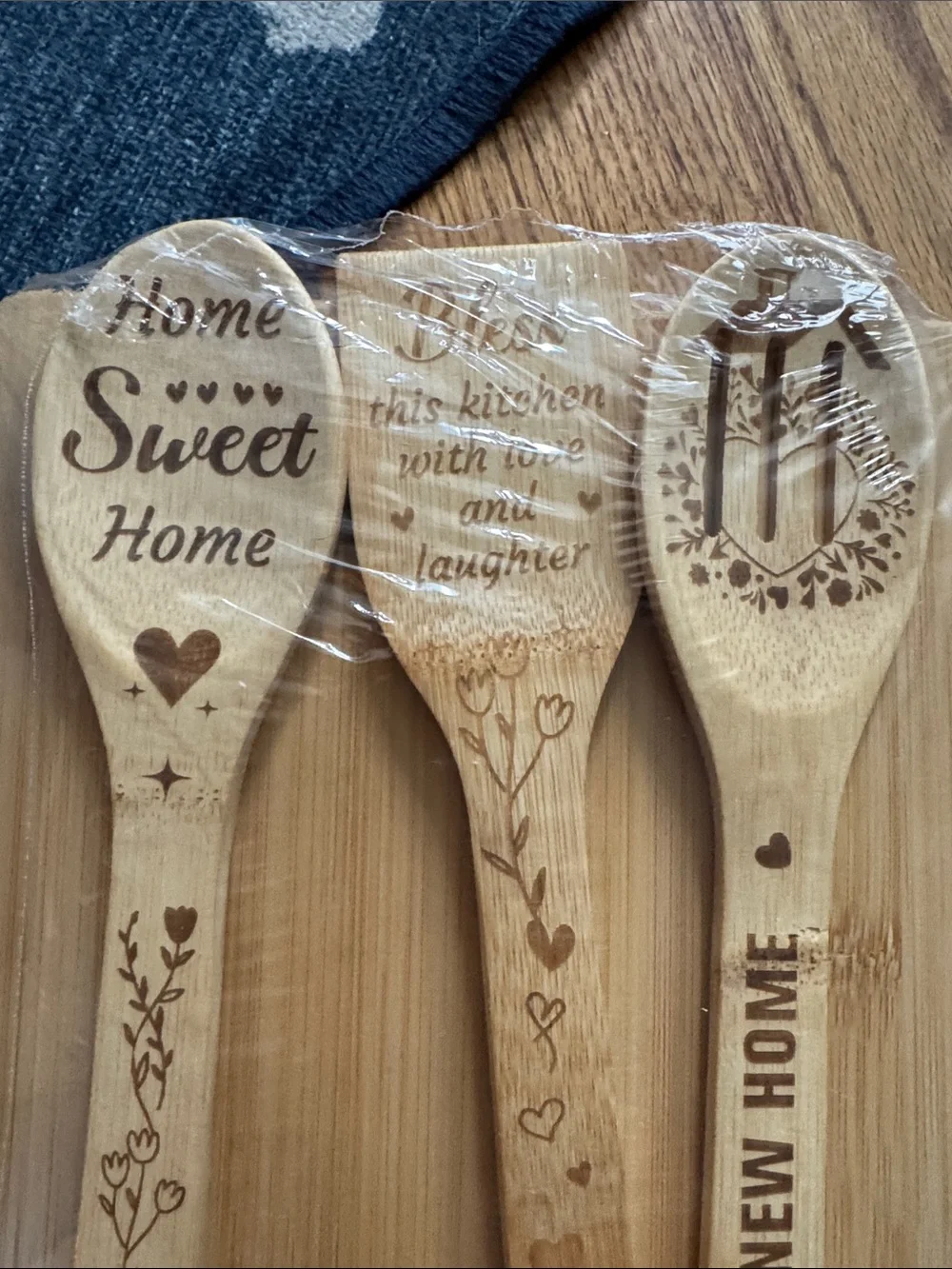Bamboo Decorative Cooking Spoon Set - Natural Wood